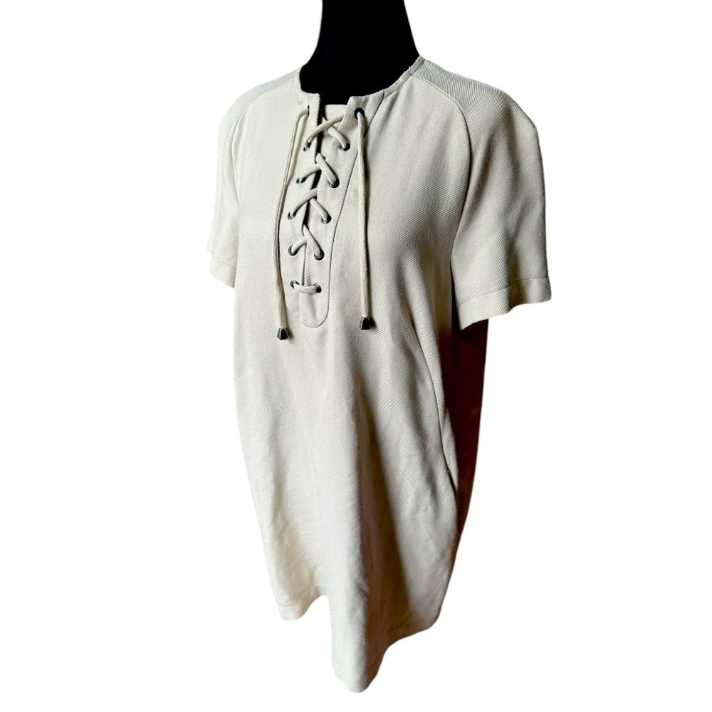 TOPSHOP Tan Lace Up Knit Dress Women's Size 8 Comfy Casual